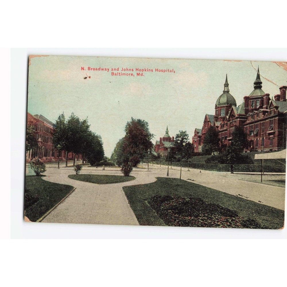 Vintage 1911 Johns Hopkins Hospital N Broadway Baltimore MD Postcard VG